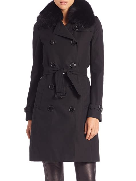 burberry prorsum black fur collar wool coat|burberry trench coat.